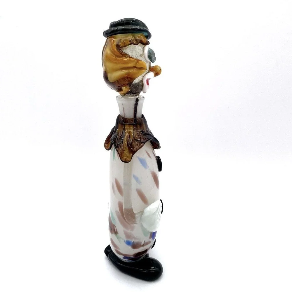 Vintage Art Glass Clown Decanter Bottle Hand Blown Venetian Glass Figurine
